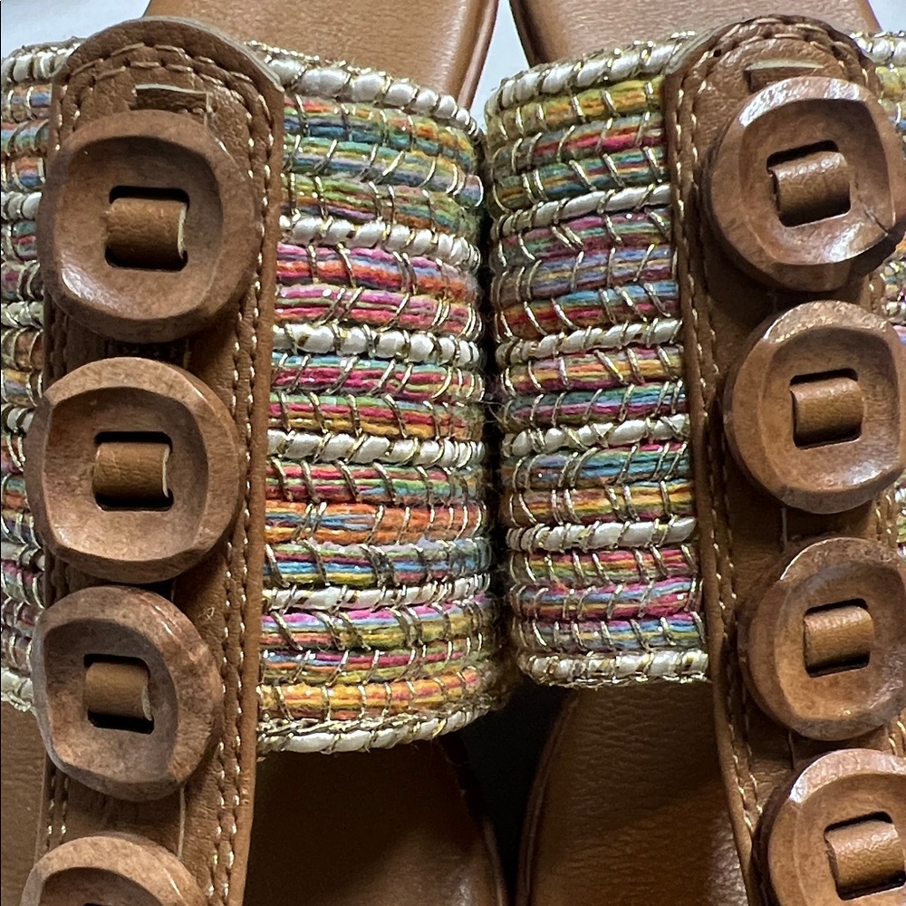 Chic Tan and Multicolor Woven Sandals - Picture 7 of 7